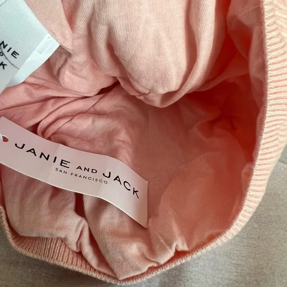 Janie and Jack Pink Ribbed Hat With Faux Fur Pom Pom Girls Size 6-8